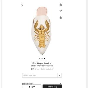Kurt Geiger Lobster Embroidered Slippers